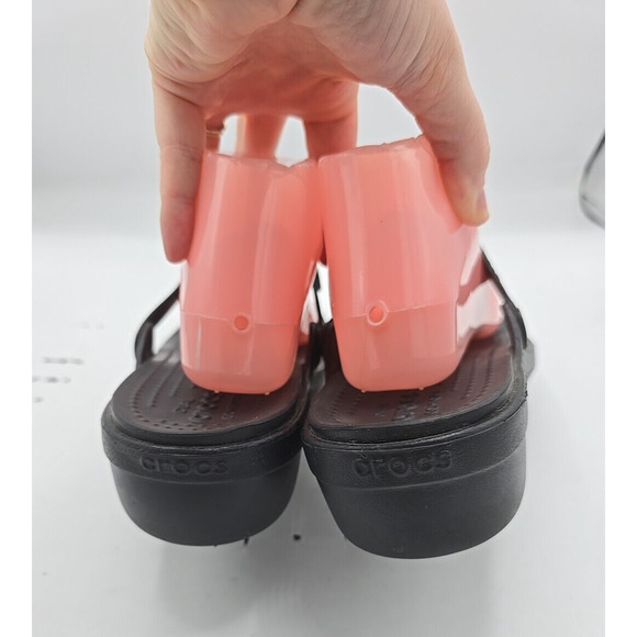 Crocs Sanrah Black Embellished Wedge Slip On Flip Flops Sandals Womans Size 10 - Picture 3 of 5